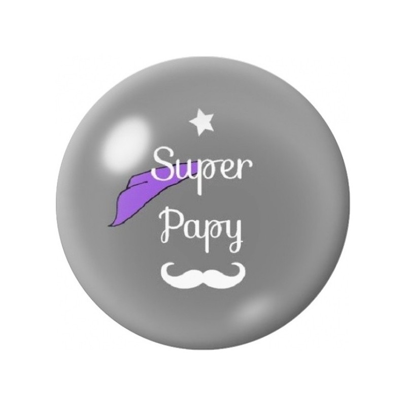 Cabochon en Verre Illustré Super Papy au Nœud Violet 12 à 25mm