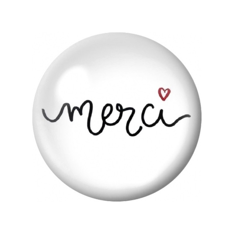 Cabochon en Verre Illustré Merci au Petit Cœur Rouge 12 à 25mm