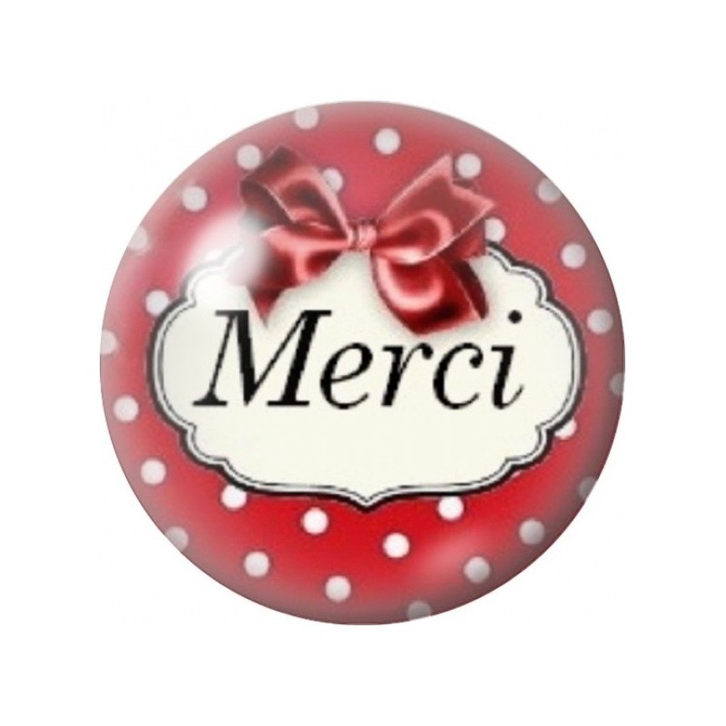Cabochon en Verre Illustré Merci au Nœud Rouge 12 à 25mm