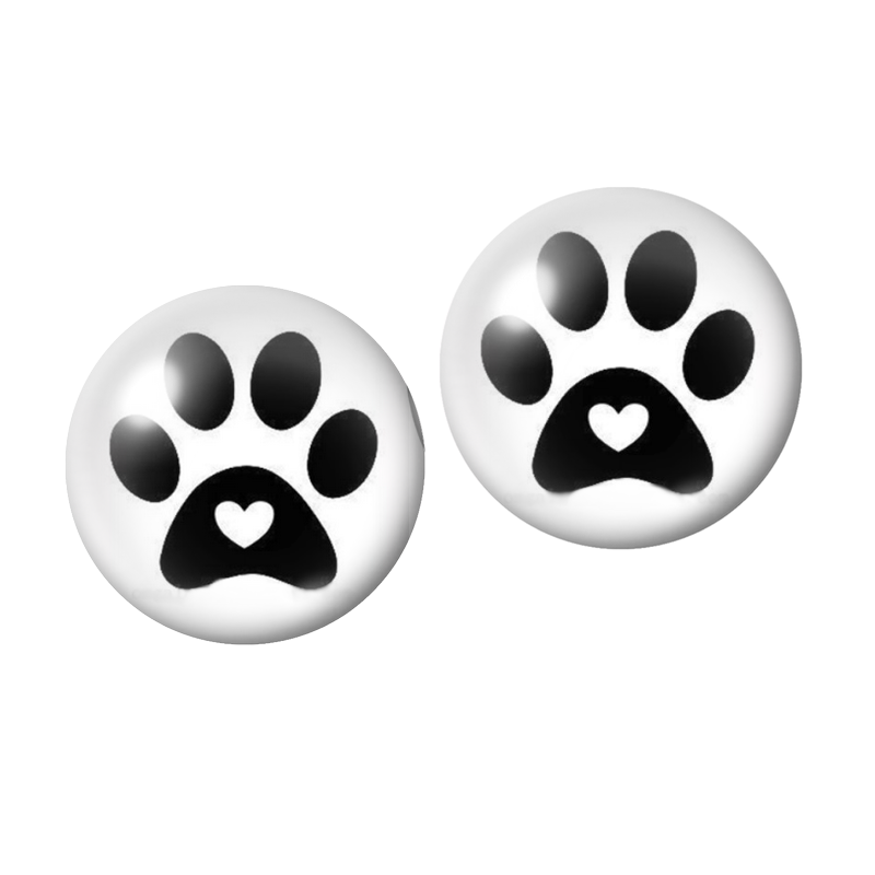2 Cabochons en Verre Illustrés Empreinte au Cœur 10mm