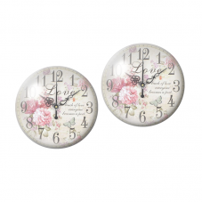 2 Cabochons en Verre Illustrés Horloge Fleurie Vintage 10mm pour la création de bijoux fantaisie - DIY