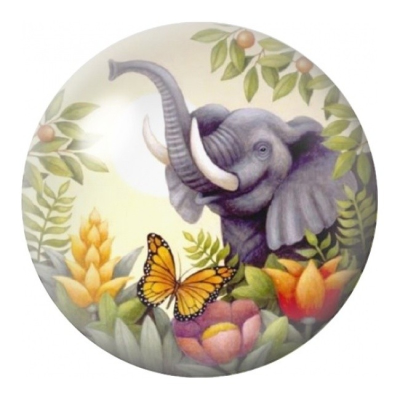 Cabochon en Verre Illustré Éléphant et Papillons 12 à 25mm