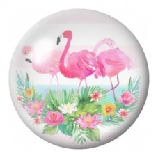 Cabochon en Verre Illustré Flamants Roses au Jardin 12 à 25mm pour la Création de Bijoux Fantaisie - DIY