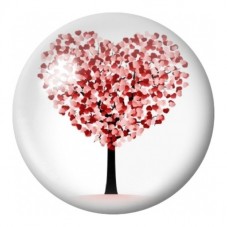 Cabochon en Verre Illustré Arbre de Cœurs Rouges 12 à 25mm pour la Création de Bijoux Fantaisie - DIY