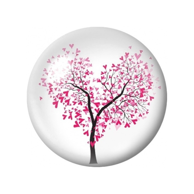Cabochon en Verre Illustré Arbre Cœur aux Oiseaux 12 à 25mm