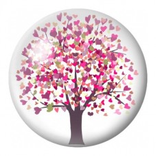 Cabochon en Verre Illustré Arbre aux Cœurs Multicolores 12 à 25mm pour la Création de Bijoux Fantaisie - DIY