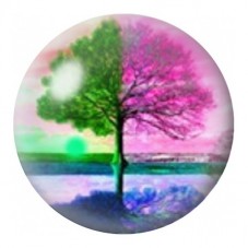 Cabochon en Verre Illustré Arbre des Quatre Saisons 12 à 25mm pour la Création de Bijoux Fantaisie - DIY