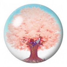 Cabochon en Verre Illustré Arbre Rose et Fée 12 à 25mm pour la Création de Bijoux Fantaisie - DIY