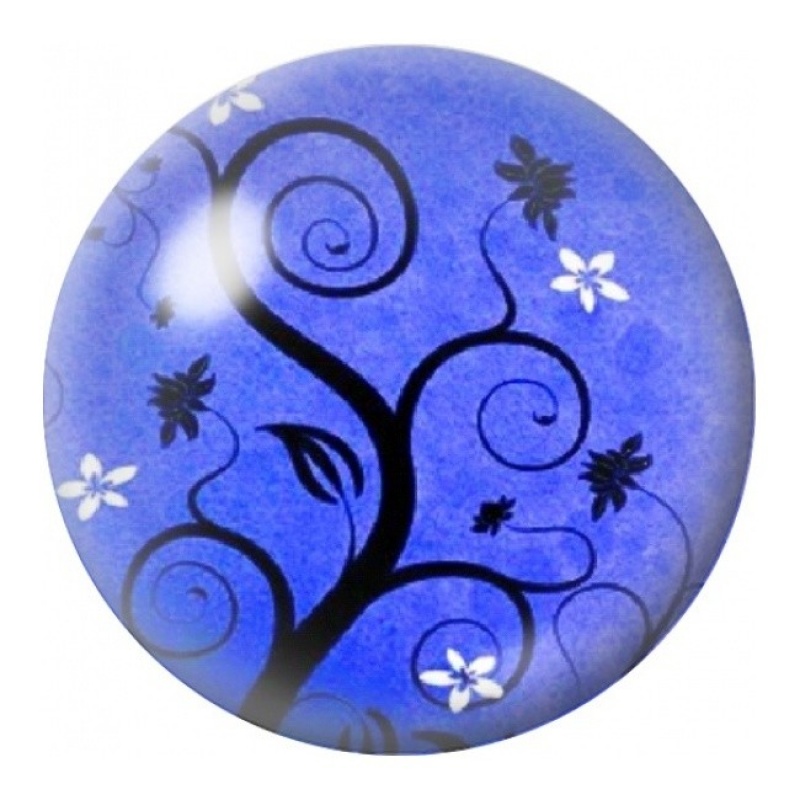 Cabochon en Verre Illustré Arbre aux Spirales Bleues 12 à 25mm