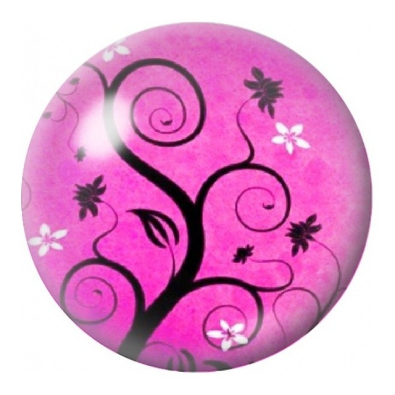 Cabochon en Verre Illustré Arbre aux Spirales Roses 12 à 25mm