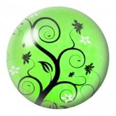 Cabochon en Verre Illustré Arbre aux Spirales Vertes 12 à 25mm pour la Création de Bijoux Fantaisie - DIY