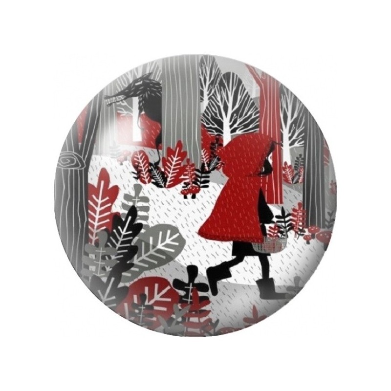 Cabochon en Verre Illustré Chaperon Rouge en Forêt d'Hiver 12 à 25mm