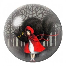 Cabochon en Verre Illustré Petit Chaperon Rouge et Loup Noir 12 à 25mm pour la Création de Bijoux Fantaisie - DIY