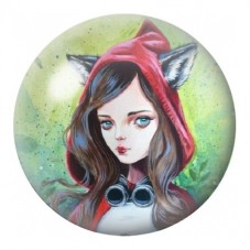 Cabochon en Verre Illustré Chaperon Rouge aux Oreilles de Loup 12 à 25mm pour la Création de Bijoux Fantaisie - DIY