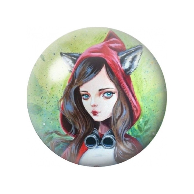 Cabochon en Verre Illustré Chaperon Rouge aux Oreilles de Loup 12 à 25mm