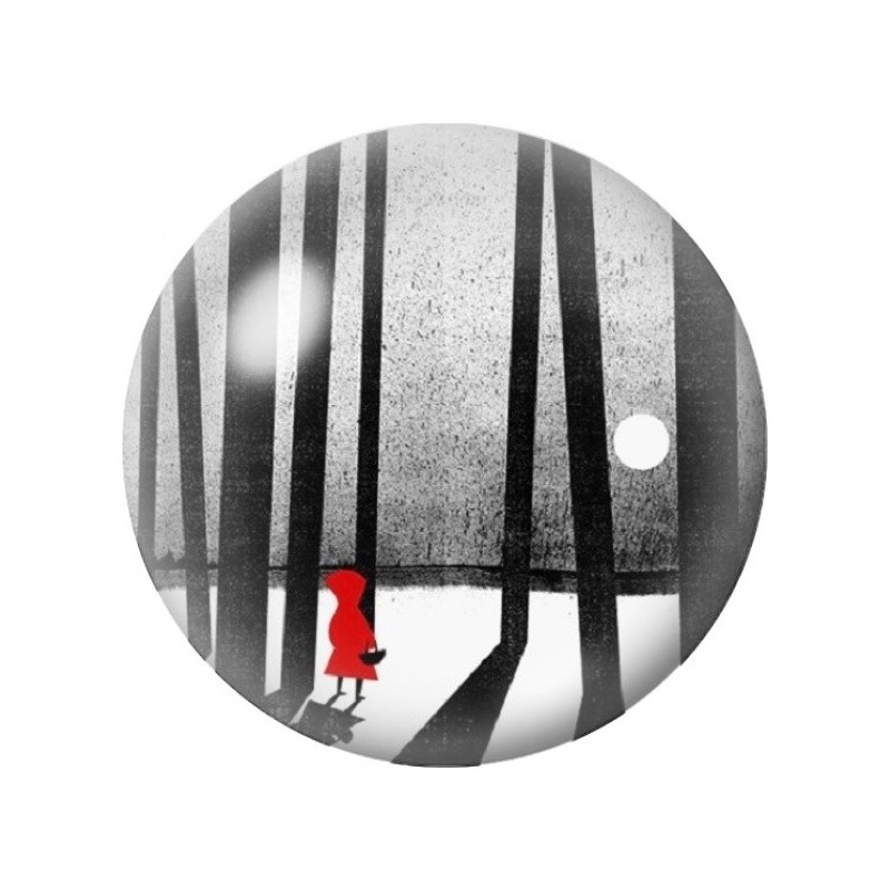 Cabochon en Verre Illustré Chaperon Rouge dans les Grands Bois 12 à 25mm