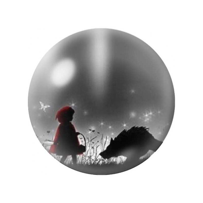 Cabochon en Verre Illustré Chaperon Rouge dans la Nuit 12 à 25mm