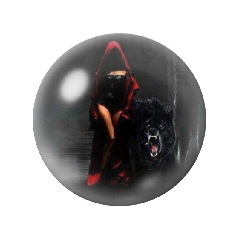 Cabochon en Verre Illustré Chaperon Rouge et Loup Féroce 12 à 25mm