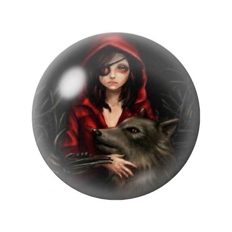 Cabochon en Verre Illustré Chaperon Rouge et Loup Apprivoisé 12 à 25mm
