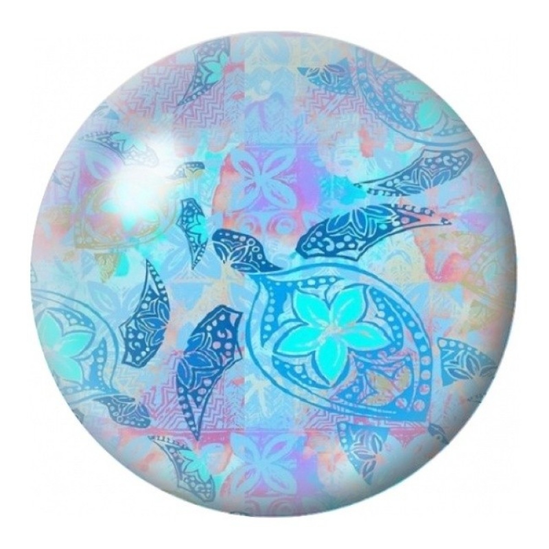 Cabochon en Verre Illustré Tortue Mandala Turquoise 12 à 25mm
