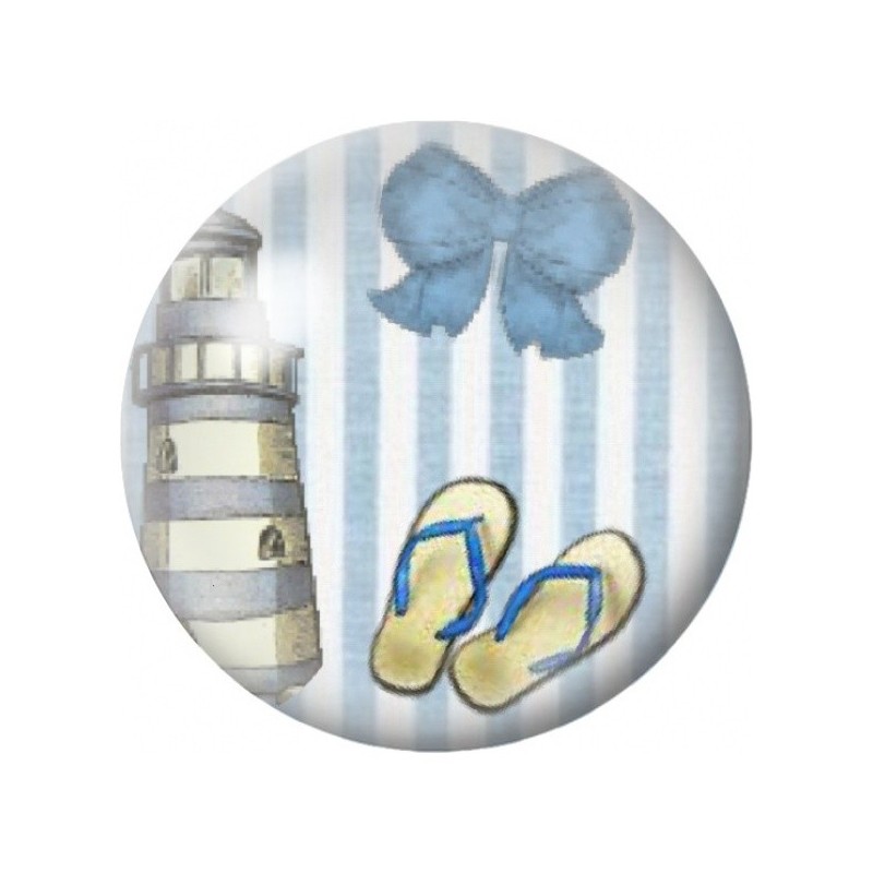 Cabochon en Verre Illustré Phare et Tongs Bleues 12 à 25mm