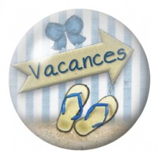 Cabochon en Verre Illustré Vacances et Tongs Bleues 12 à 25mm pour la Création de Bijoux Fantaisie - DIY