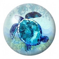 Cabochon en Verre Illustré Tortue Bijou Turquoise 12 à 25mm pour la Création de Bijoux Fantaisie - DIY