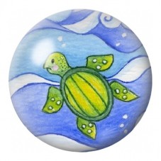 Cabochon en Verre Illustré Tortue Verte dans les Vagues 12 à 25mm pour la Création de Bijoux Fantaisie - DIY
