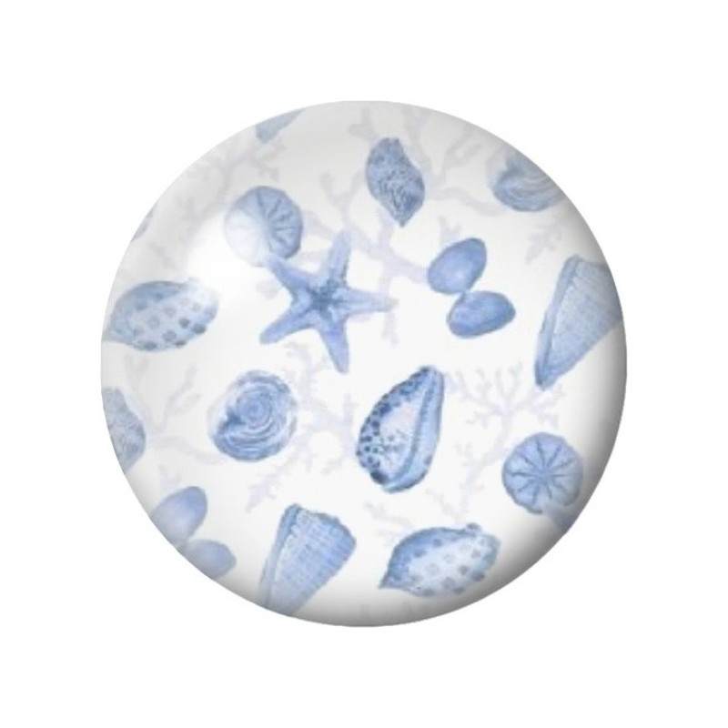 Cabochon en Verre Illustré Coquillages Bleus 12 à 25mm