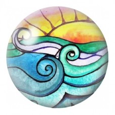 Cabochon en Verre Illustré Vagues au Soleil Couchant 12 à 25mm pour la Création de Bijoux Fantaisie - DIY