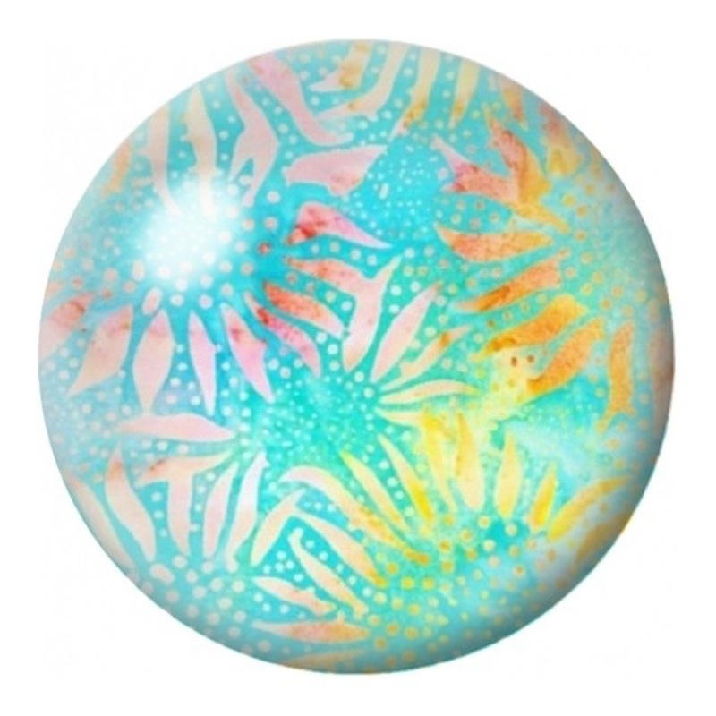 Cabochon en Verre Illustré Soleil Marin Turquoise et Corail 12 à 25mm
