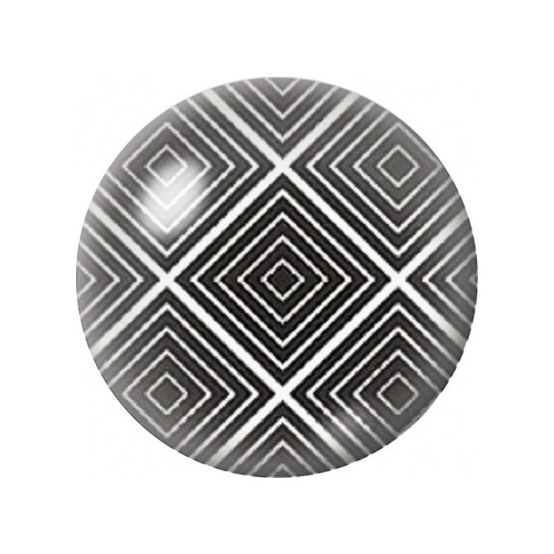 Cabochon en Verre Illustré Carrés Géométriques Noir et Blanc 12 à 25mm