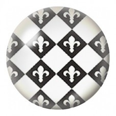 Cabochon en Verre Illustré Fleurs de Lys en Damier 12 à 25mm pour la Création de Bijoux Fantaisie - DIY