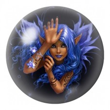 Cabochon en Verre Illustré Fée Bleue aux Tatouages 12 à 25mm pour la Création de Bijoux Fantaisie - DIY
