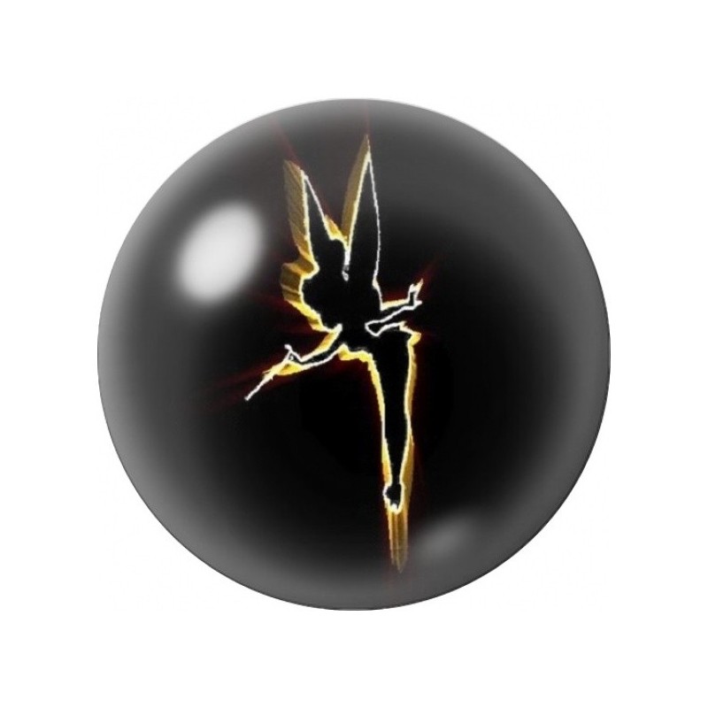 Cabochon en Verre Illustré Fée Dorée sur Fond Noir 12 à 25mm