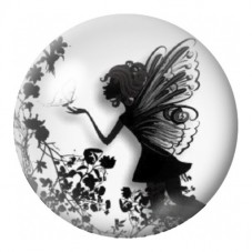 Cabochon en Verre Illustré Fée Noire aux Fleurs 12 à 25mm pour la Création de Bijoux Fantaisie - DIY