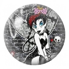 Cabochon en Verre Illustré Fée Punk Gothique 12 à 25mm pour la Création de Bijoux Fantaisie - DIY