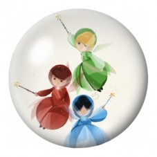 Cabochon en Verre Illustré Trois Fées Colorées 12 à 25mm pour la Création de Bijoux Fantaisie - DIY