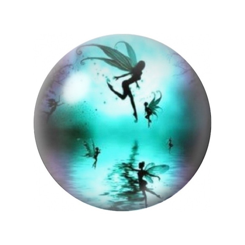 Cabochon en Verre Illustré Fées sous la Lune Bleue 12 à 25mm