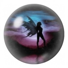 Cabochon en Verre Illustré Fée devant la Lune Mauve 12 à 25mm pour la Création de Bijoux Fantaisie - DIY