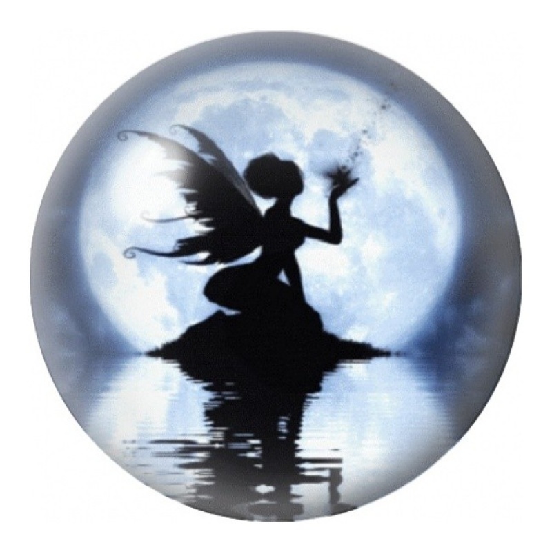 Cabochon en Verre Illustré Fée Assise au Clair de Lune 12 à 25mm