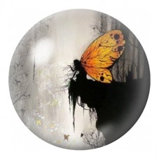 Cabochon en Verre Illustré Fée aux Ailes Orange 12 à 25mm pour la Création de Bijoux Fantaisie - DIY