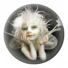 Cabochon en Verre Illustré Enfant Fée aux Cheveux Blancs 12 à 25mm pour la Création de Bijoux Fantaisie - DIY