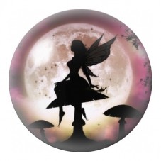 Cabochon en Verre Illustré Fée aux Champignons sous la Lune 12 à 25mm pour la Création de Bijoux Fantaisie - DIY
