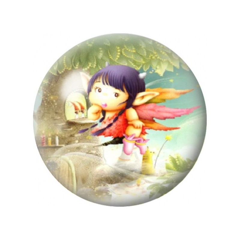 Cabochon en Verre Illustré Petite Fée au Village 12 à 25mm