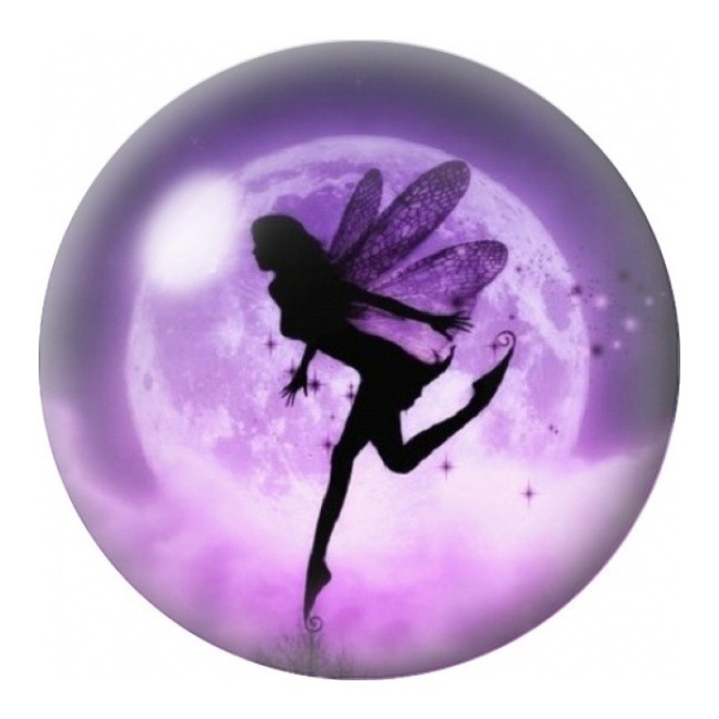 Cabochon en Verre Illustré Fée devant la Lune Pourpre 12 à 25mm