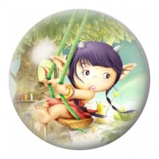 Cabochon en Verre Illustré Lutin sur une Balançoire 12 à 25mm pour la Création de Bijoux Fantaisie - DIY