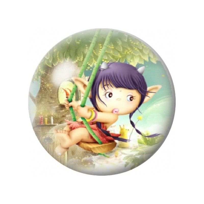 Cabochon en Verre Illustré Lutin sur une Balançoire 12 à 25mm