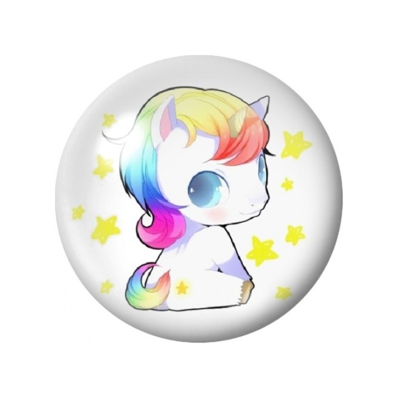 Cabochon en Verre Illustré Petite Licorne Arc-en-Ciel 12 à 25mm