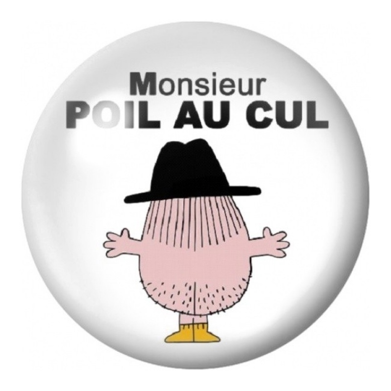 Cabochon en Verre Illustré Monsieur Poil au Cul 12 à 25mm